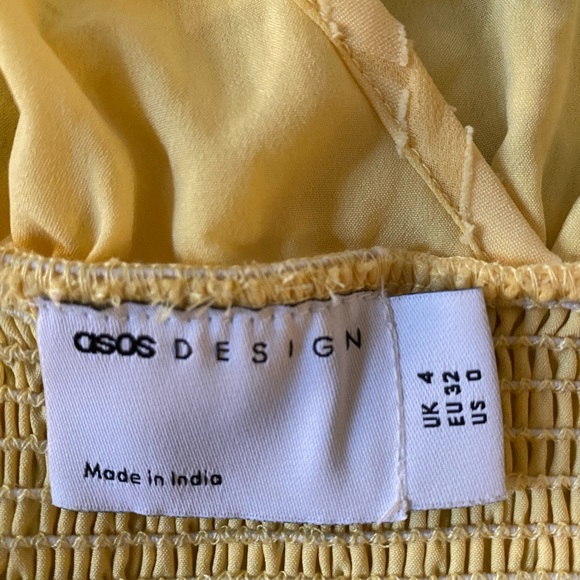 ASOS Yellow Gingham Seersucker Maxi Puffed Sleeves Size Zero 0 EUC (May be NWOT) - Picture 5 of 16